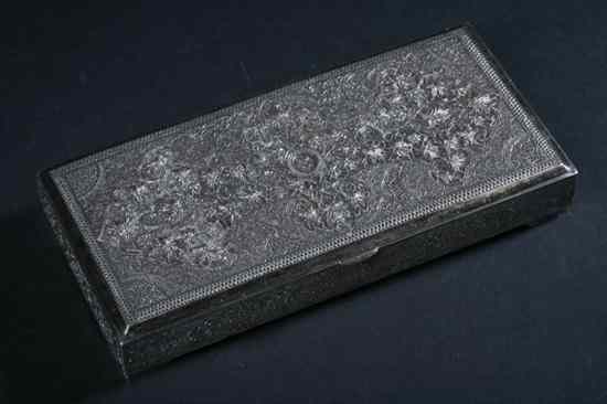 Appraisal: PERSIAN SILVER BOX Chased and repousse to depict arabesque decoration