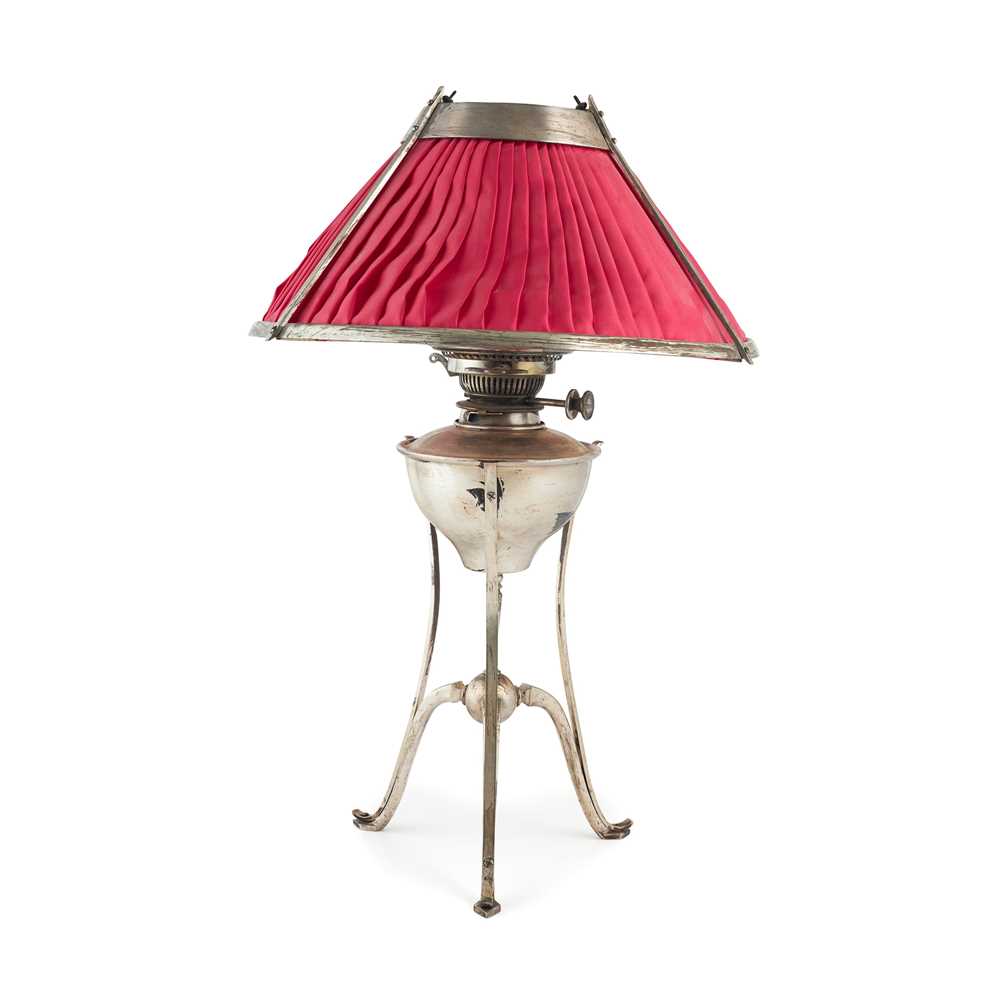 Appraisal: W A S BENSON - OIL TABLE LAMP CIRCA silvered