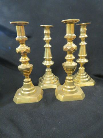 Appraisal: Pair of Victorian Brass Candlesticks push-up style