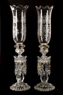 Appraisal: Pair of Baccarat Crystal Candle Lustres Marked Baccarat French -