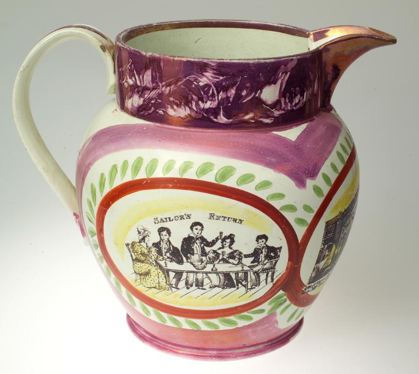 Appraisal: LARGE SUNDERLAND LUSTRE JUG c - of Dutch shape with