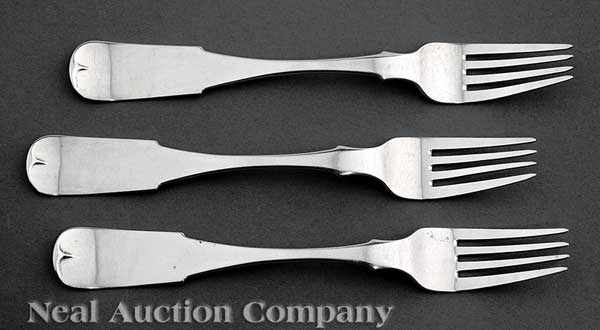 Appraisal: Three R H L Villard Coin Silver Forks wc Washington