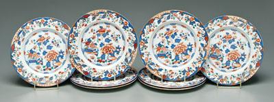 Appraisal: Set of eight ironstone plates Imari style cobalt and iron