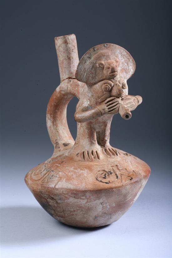 Appraisal: MOCHICA POTTERY EFFIGY VESSEL circa A D - Molded to