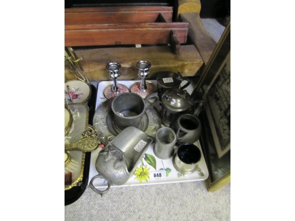 Appraisal: Tray lot of assorted pewter vessels