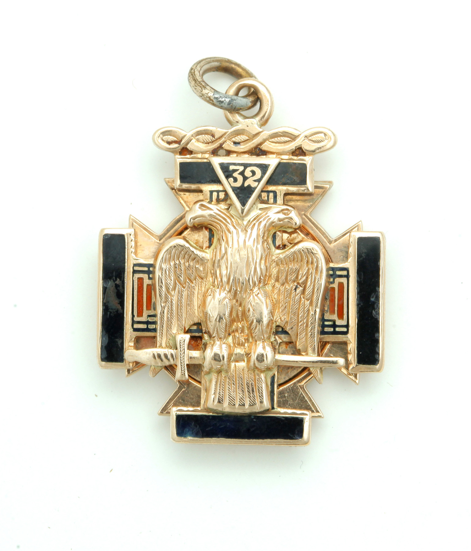 Appraisal: GOLD MASONIC CHARM WITH COMPARTMENT FOR COIN American th century