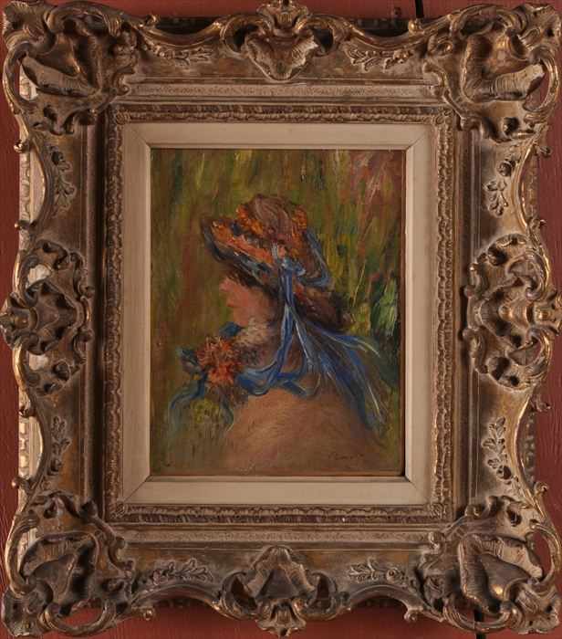 Appraisal: EUROPEAN SCHOOL WOMAN WEARING HAIR WITH BLUE RIBBON Oil on