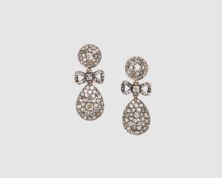 Appraisal: Silver and Diamond Earpendants Silver and Diamond Earpendants late th