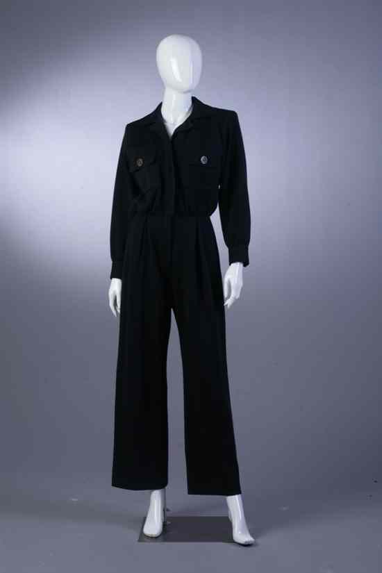 Appraisal: YVES SAINT LAURENT RIVE GAUCHE BLACK WOOL JUMPSUIT s size