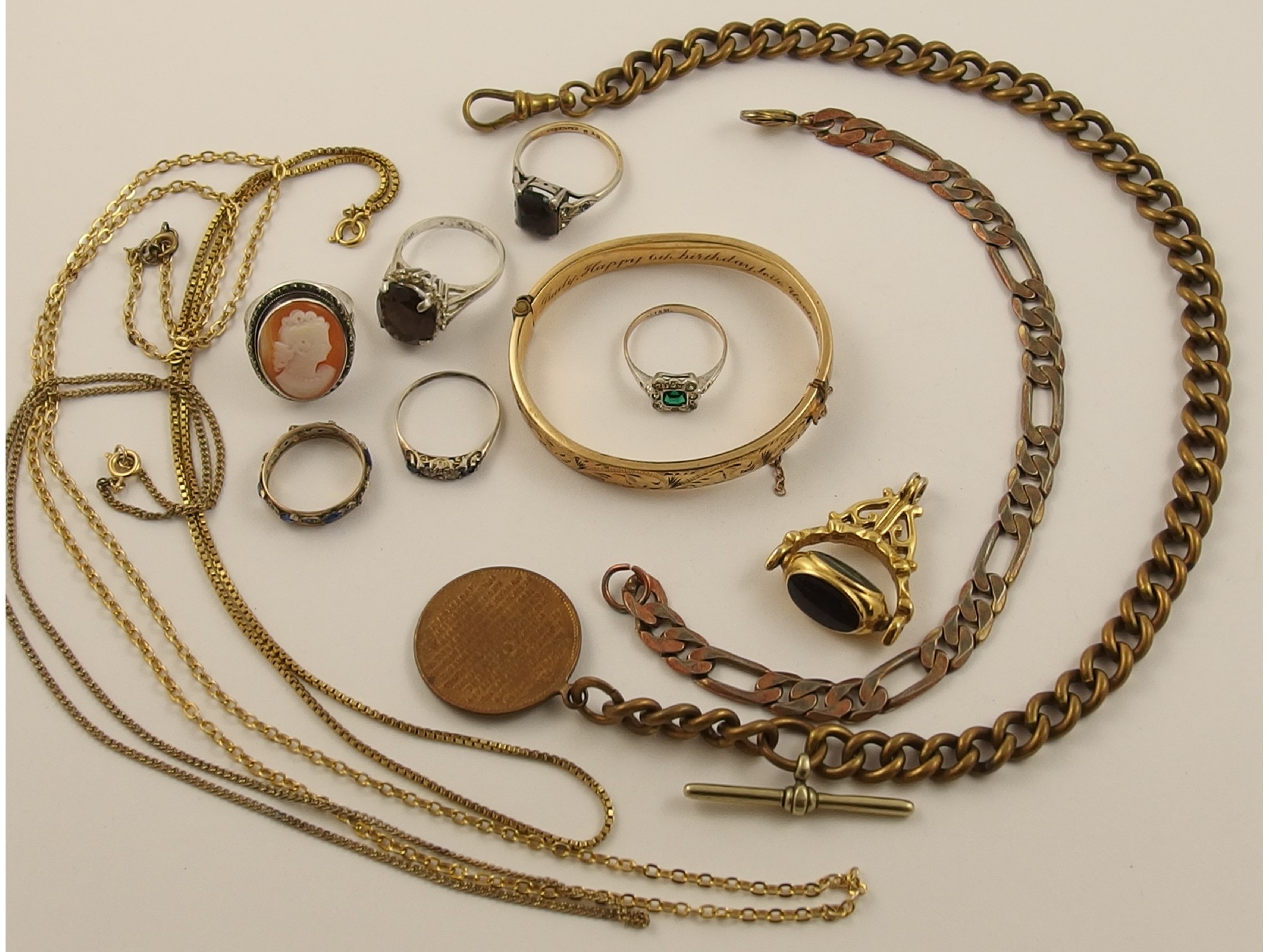 Appraisal: A rolled gold engraved child's bangle and a collection of