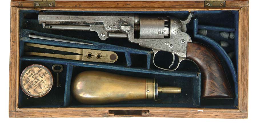 Appraisal: SCARCE CASED ENGRAVED INSCRIBED MODEL LONDON POCKET REVOLVER Cal SN