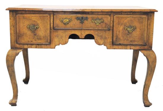 Appraisal: th C English lowboy walnut and burl veneer with herring-bone