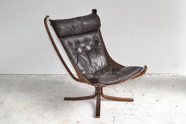 Appraisal: DANISH LEATHER AND ROSEWOOD 'FALCON' CHAIR