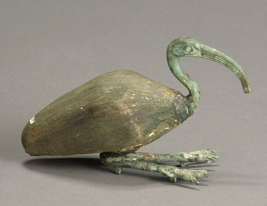 Appraisal: Egyptian Gilt Gesso-Wood and Bronze Ibis Late Period to Ptolemaic