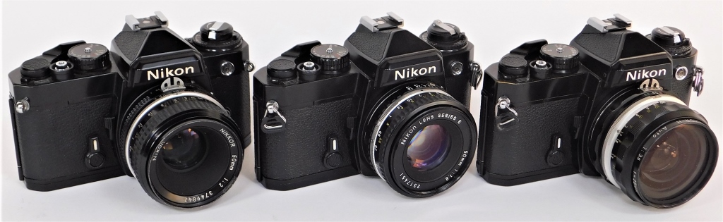 Appraisal: GROUP OF NIKON FE BLACK BODY SLR CAMERA Group of