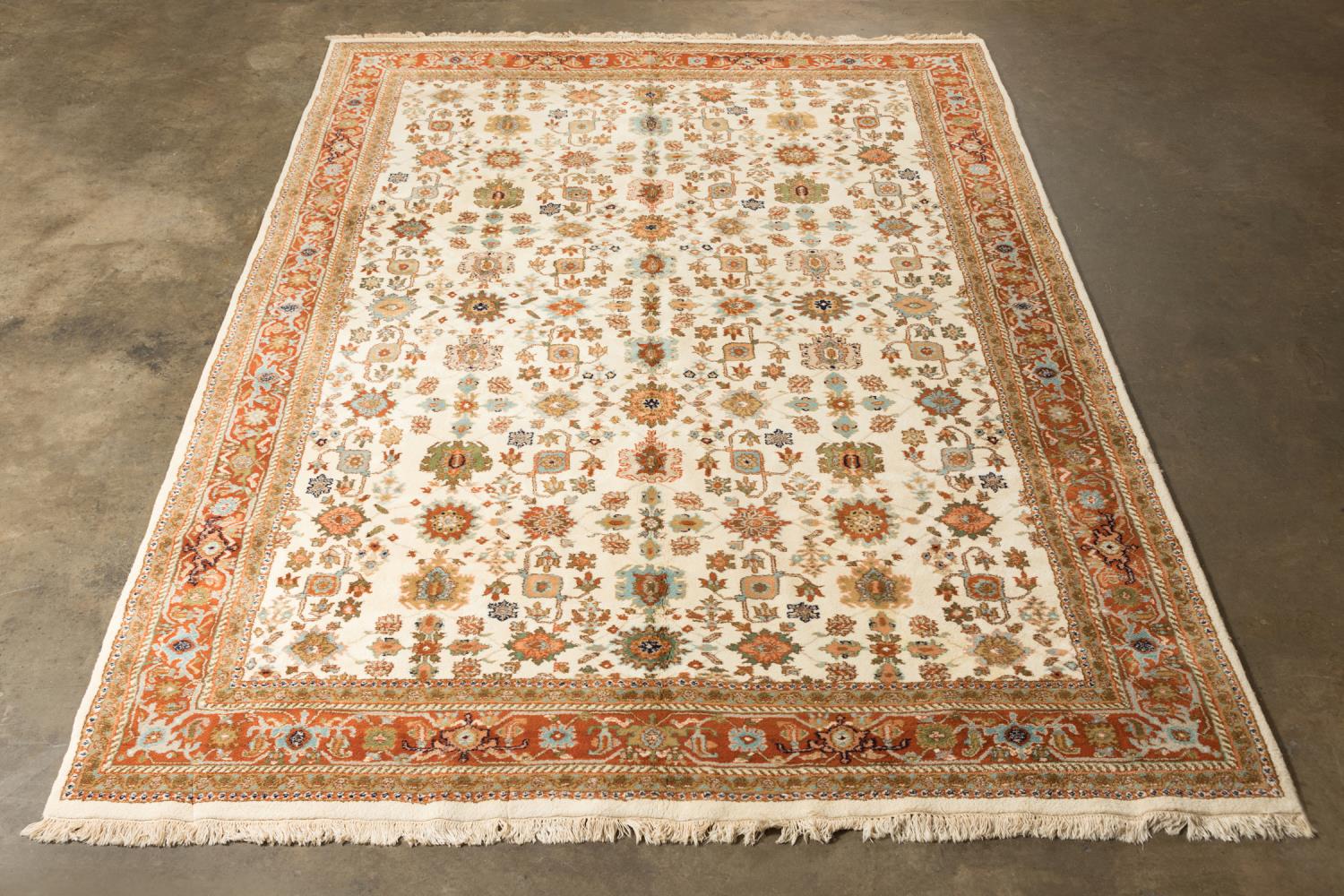 Appraisal: HAND KNOTTED WOOL INDO-PERSIAN TABRIZ X Hand knotted wool Indo-Persian