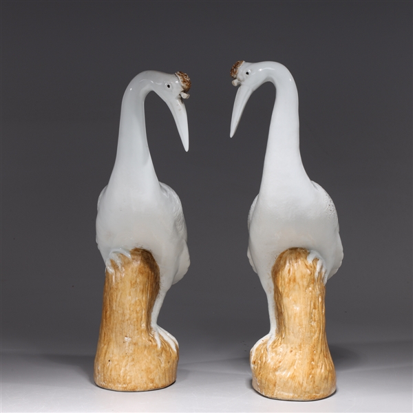 Appraisal: Pair of Chinese porcelain crane statues overall good condition minor