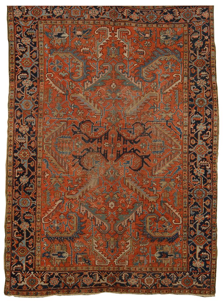 Appraisal: ORIENTAL RUG HERIZ ' x ' Symmetrical arrangement of stylized