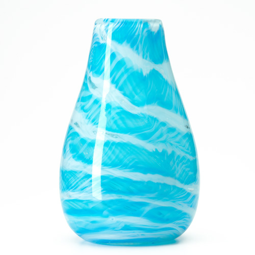 Appraisal: MURANO Bulbous white and blue latticino glass vase x