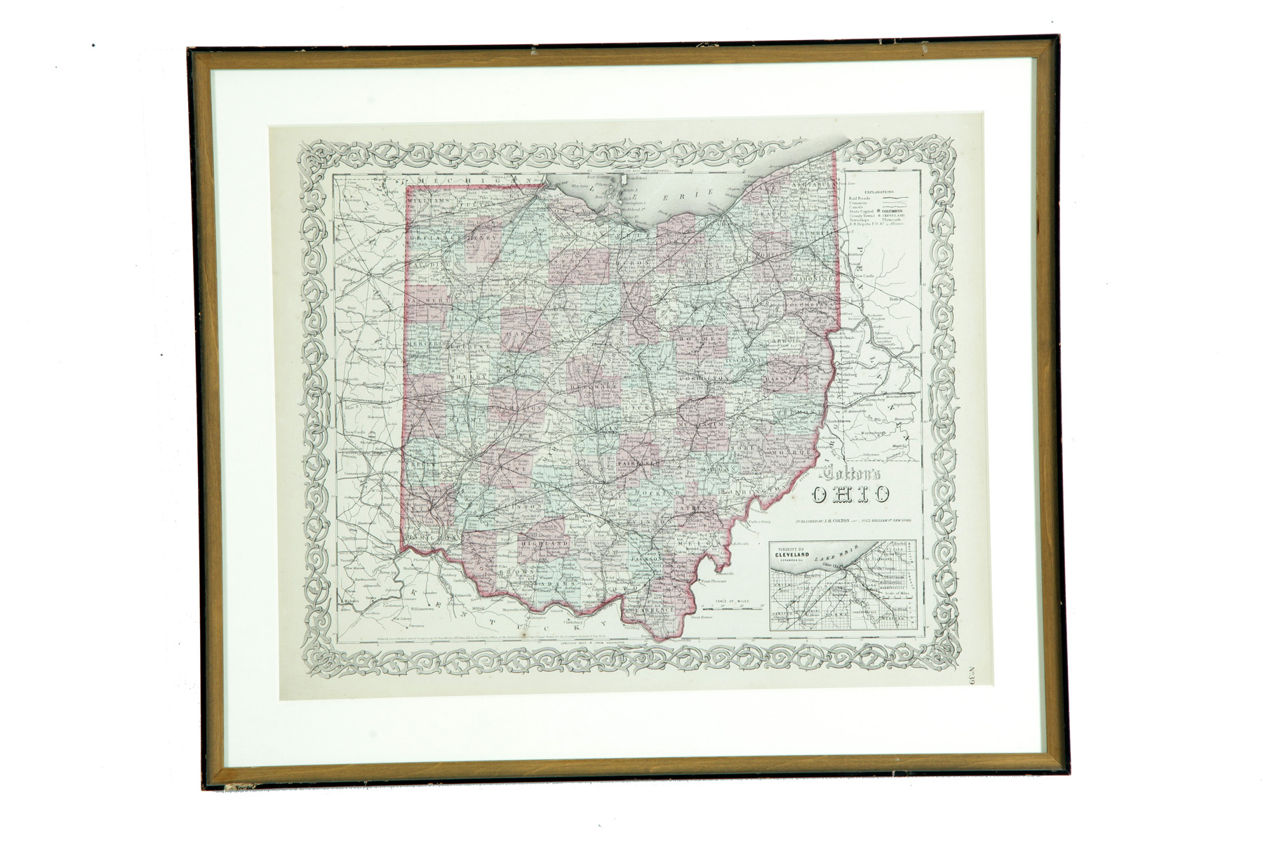 Appraisal: COLTON'S MAP OF OHIO New York J H Colton Handcolored