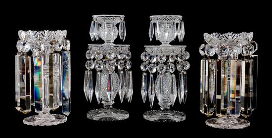 Appraisal: Sale Lot Two Pairs of Cut Crystal Lusters th century