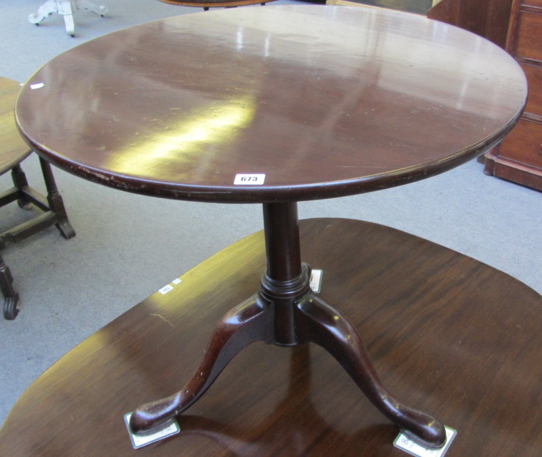 Appraisal: An th century mahogany circular snap top occasional table on