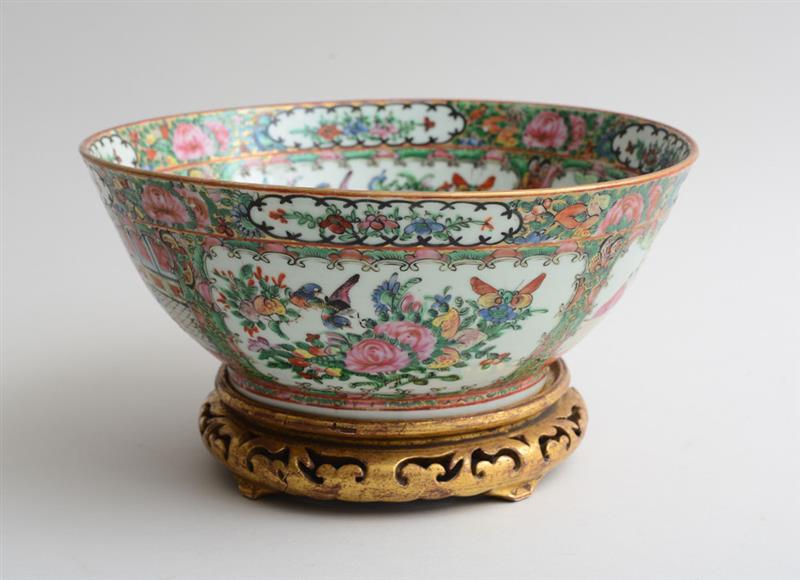 Appraisal: CANTON ROSE MEDALLION PORCELAIN PUNCH BOWL Marked in underglaze 'Made