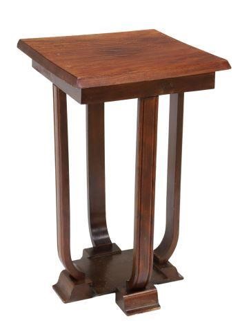 Appraisal: Art Deco mahogany side table c s hinged tabletop opening