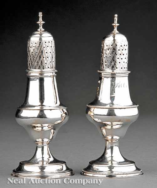 Appraisal: Two Georgian Sterling Silver Castors both London one probably Peter