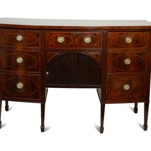 Appraisal: A George III Style Crossbanded Mahogany Sideboard with Tambour Door