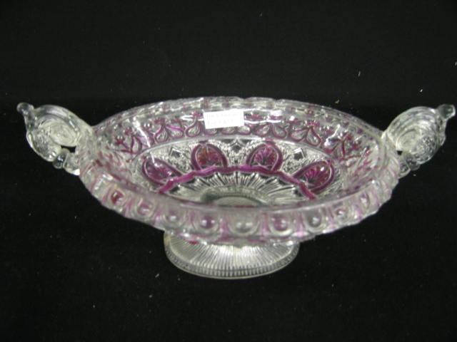 Appraisal: Early Sandwich Glass Oval Compote handled pink trim x overall