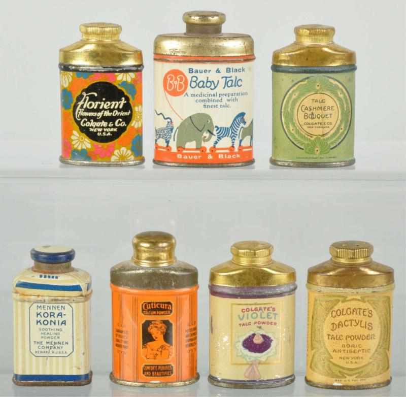 Appraisal: Lot of Assorted Sample Talc Tins Description Includes Bower Black