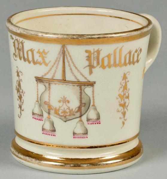 Appraisal: Hanging Chandelier Shaving Mug Description Gilt name Max Pallace This