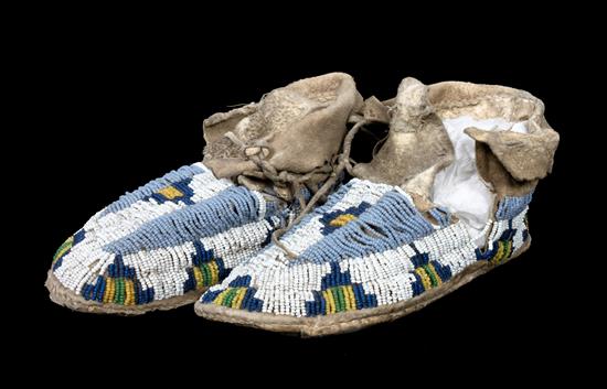 Appraisal: Sale Lot A Pair of Sioux Beaded Moccasins having light