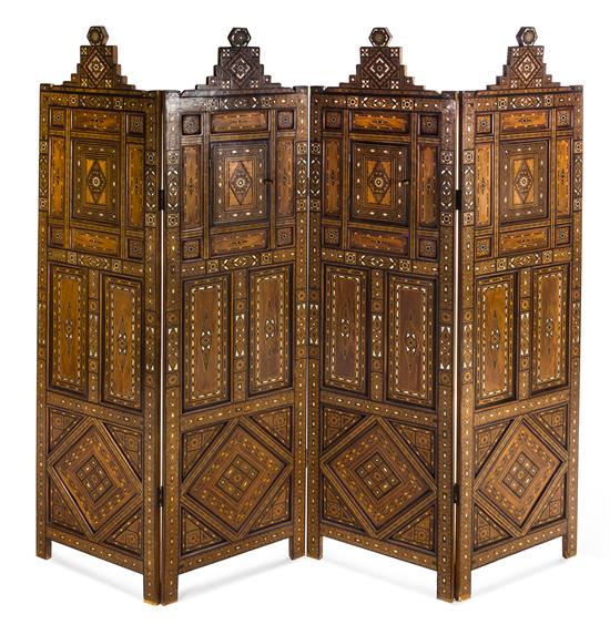 Appraisal: Sale Lot A Syrian Parquetry and Mother-of-Pearl Inlaid Four-Panel Floor