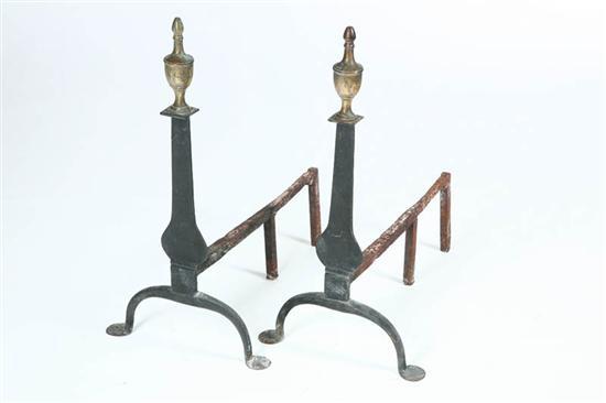 Appraisal: PAIR OF KNIFE BLADE ANDIRONS American early th century Wrought