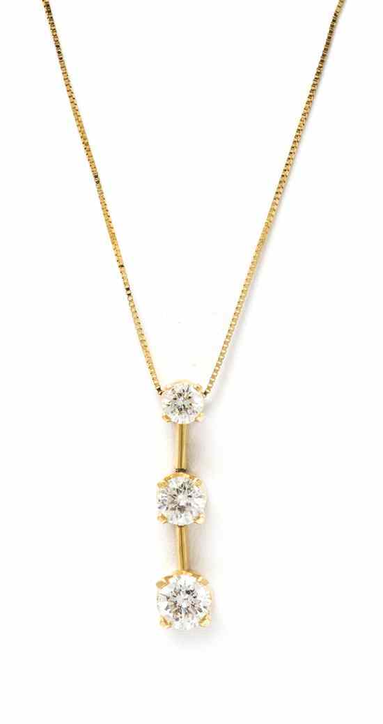 Appraisal: A Karat Yellow Gold and Diamond Three Stone Pendant containing