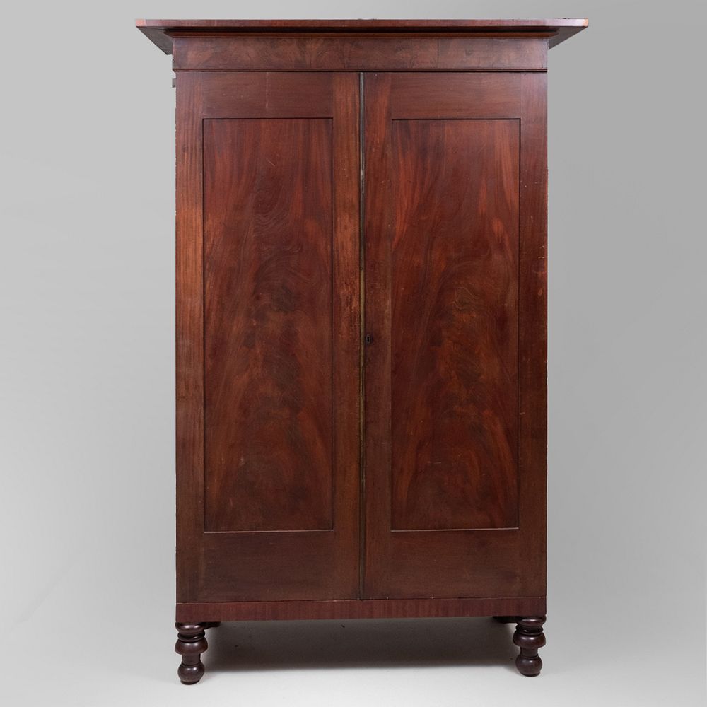 Appraisal: American Mahogany Wardrobe New York Opening to two shelves and