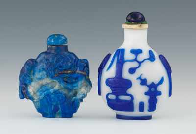 Appraisal: Two Chinese Snuff Bottles Containing a lapis snuff bottle with