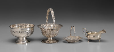 Appraisal: Four Pieces Silver Hollowware English Continental th century Victorian English