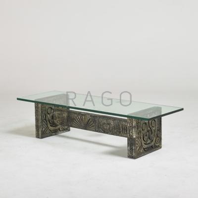 Appraisal: ADRIAN PEARSALL Coffee table USA s Silver composite over wood