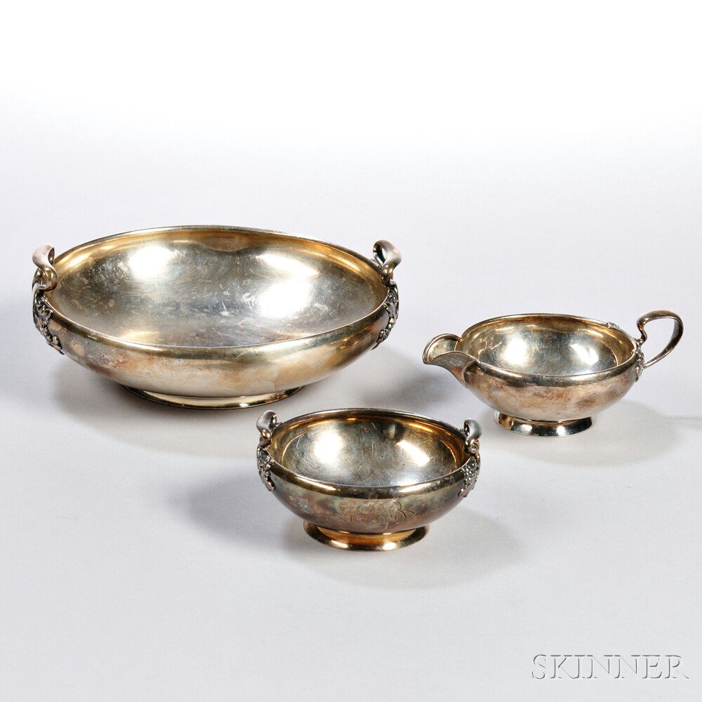 Appraisal: Three Pieces of Gorham Sterling Silver Tableware Providence each squat