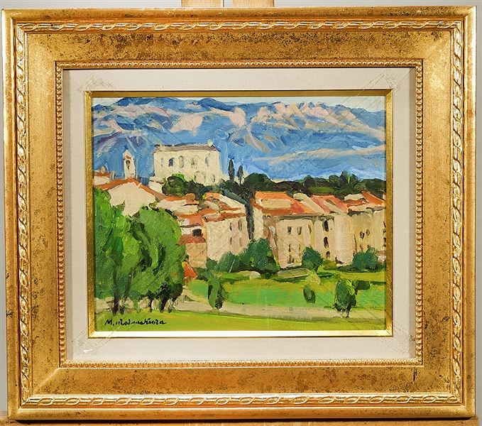 Appraisal: Oil on canvas of Cipieres France by Masayuki Matsushima Japanese