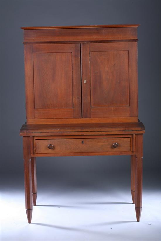 Appraisal: AMERICAN SOUTHERN WALNUT PLANTATION DESK th century Stepped-back hinged lidded