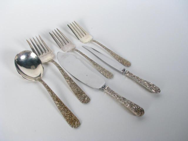 Appraisal: Kirk Sterling Repousse Serving Pieces six items including three meat