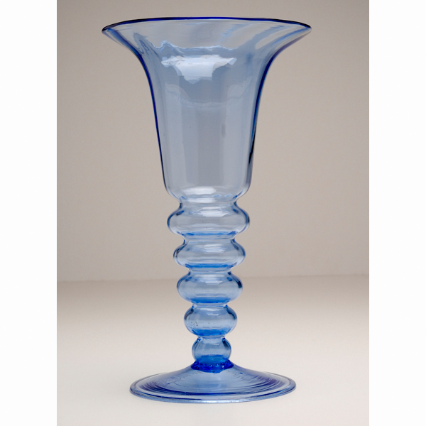 Appraisal: Venini Murano blue soffiati vessel designed by Napoleone Martinuzzi Beautifully