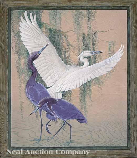 Appraisal: Athos Rudolfo Menaboni Italian Georgia - Little Bleu Herons oil