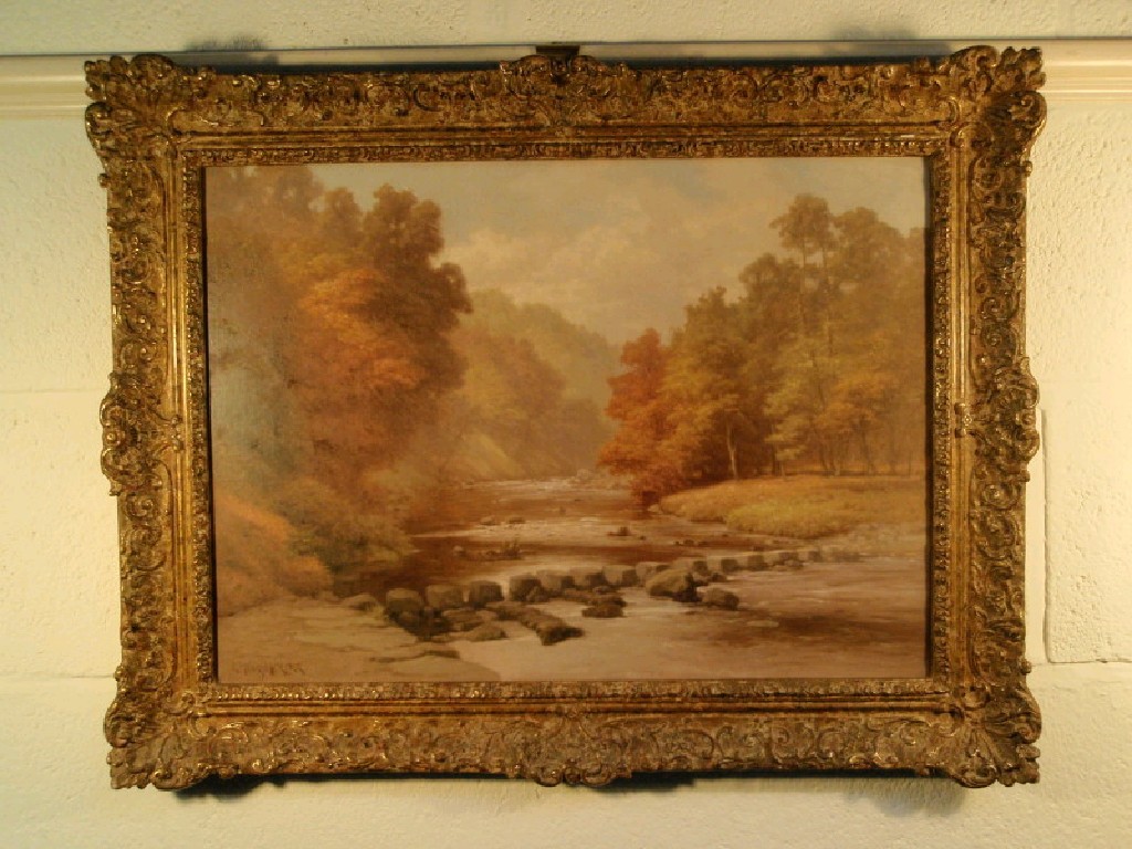 Appraisal: E Henry Holder FL - Summer river landscape with stepping