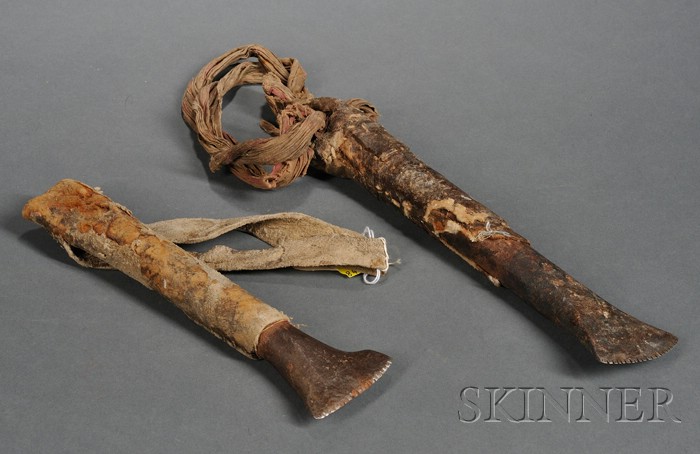 Appraisal: Two Plains Metal and Hide Skinning Tools th century one