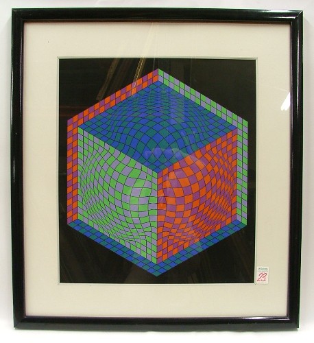 Appraisal: VICTOR VASARELY SERIGRAPH in twelve colors with a black passe-partout